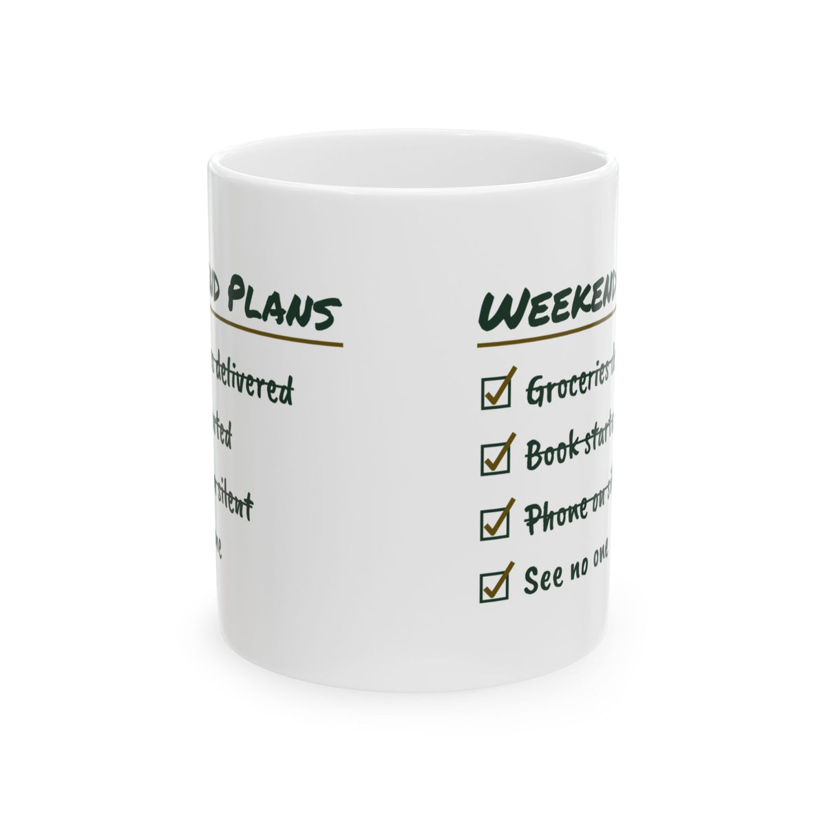 Funny Introvert Coffee Mug Weekend Plans Checklist