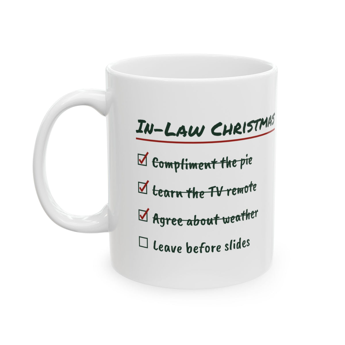 Funny In-Laws Christmas Coffee Mug In-Law Christmas Checklist