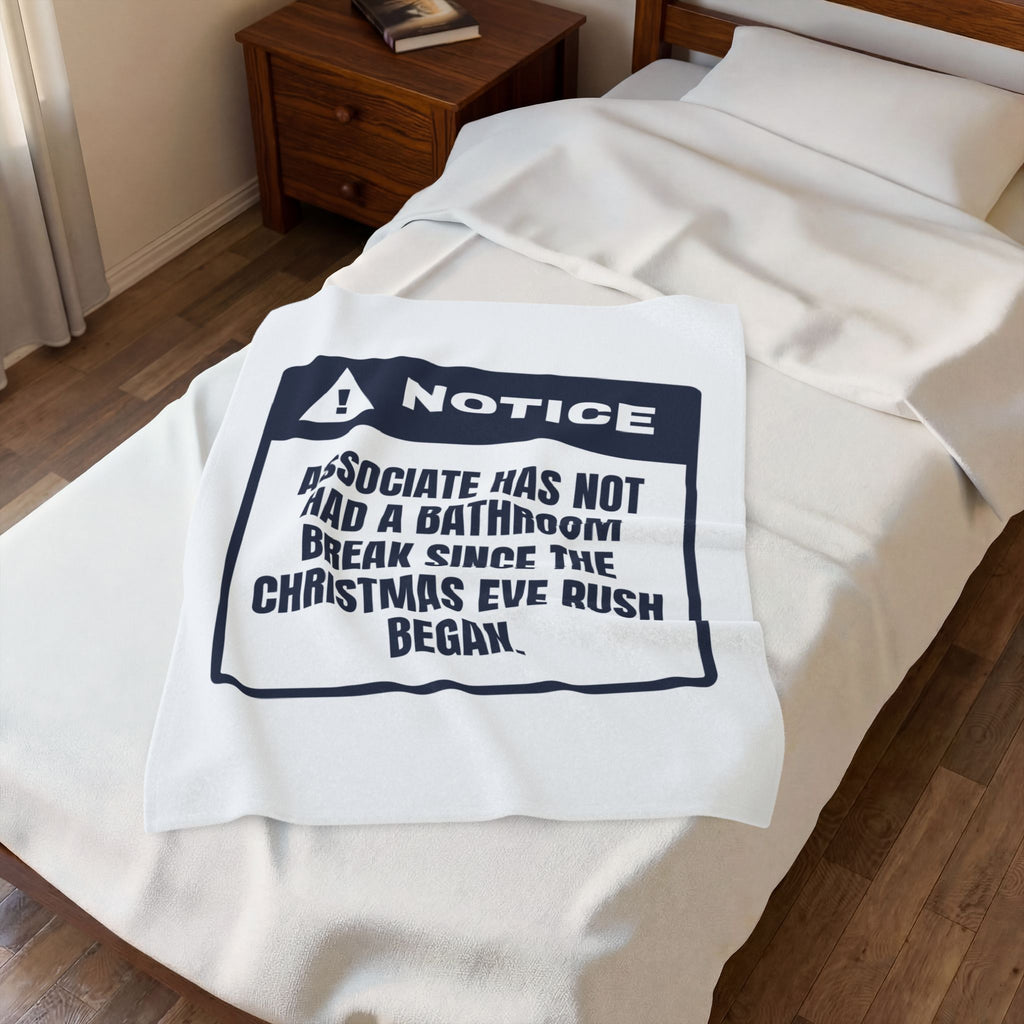 Funny Retail Christmas Throw Blanket Bathroom Break Before The Rush