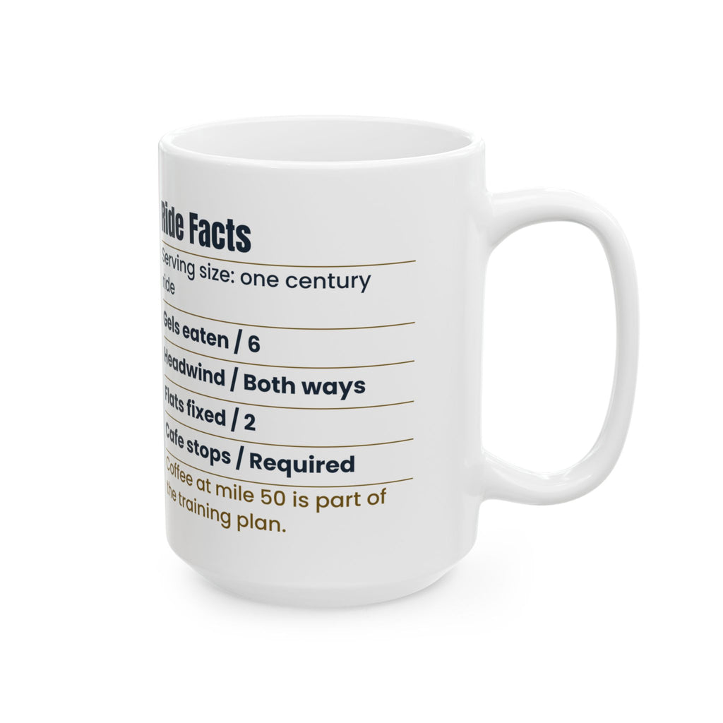 Funny Cycling Coffee Mug Ride Facts Label For Cyclists