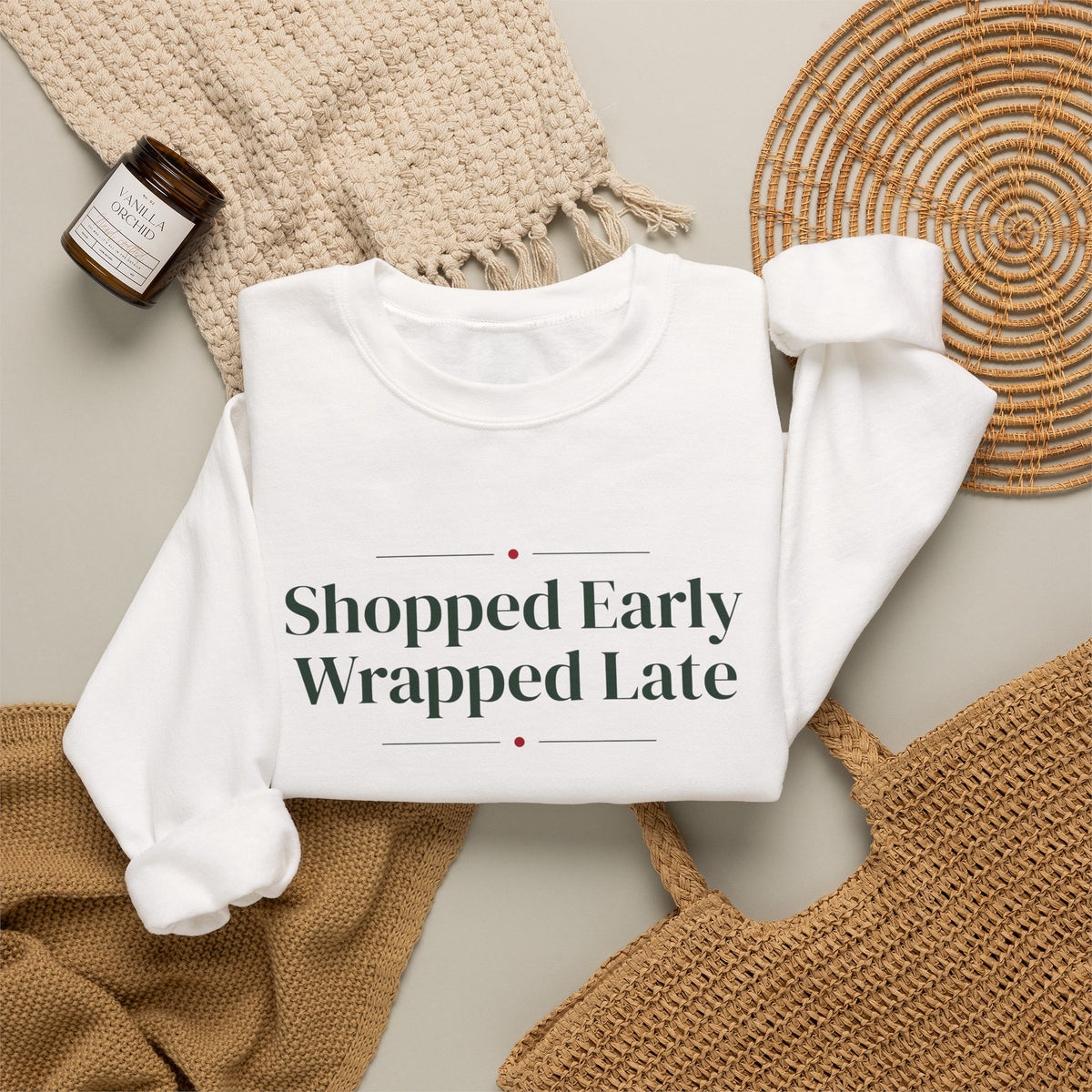 Funny Christmas Shopping Sweatshirt Shopped Early Wrapped Late