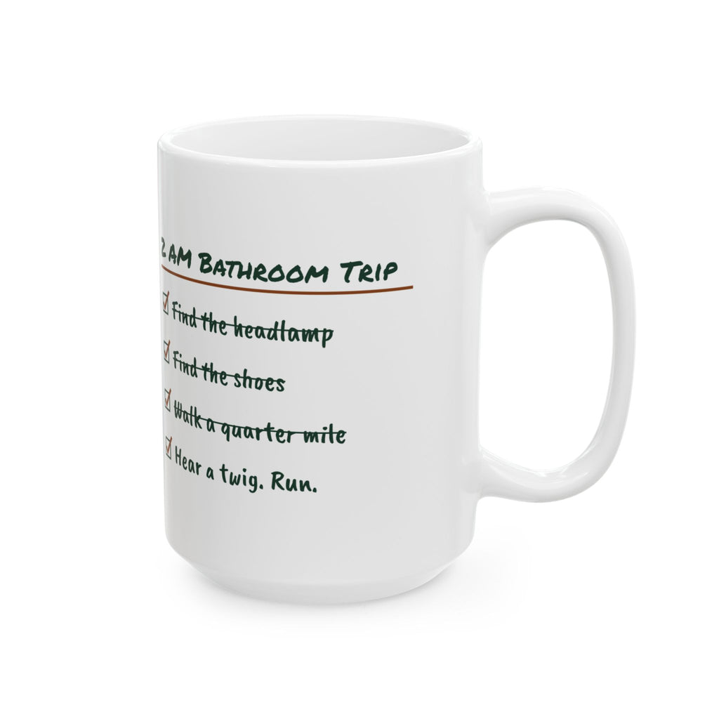Funny Camping Coffee Mug 2 AM Bathroom Trip Checklist For Campers