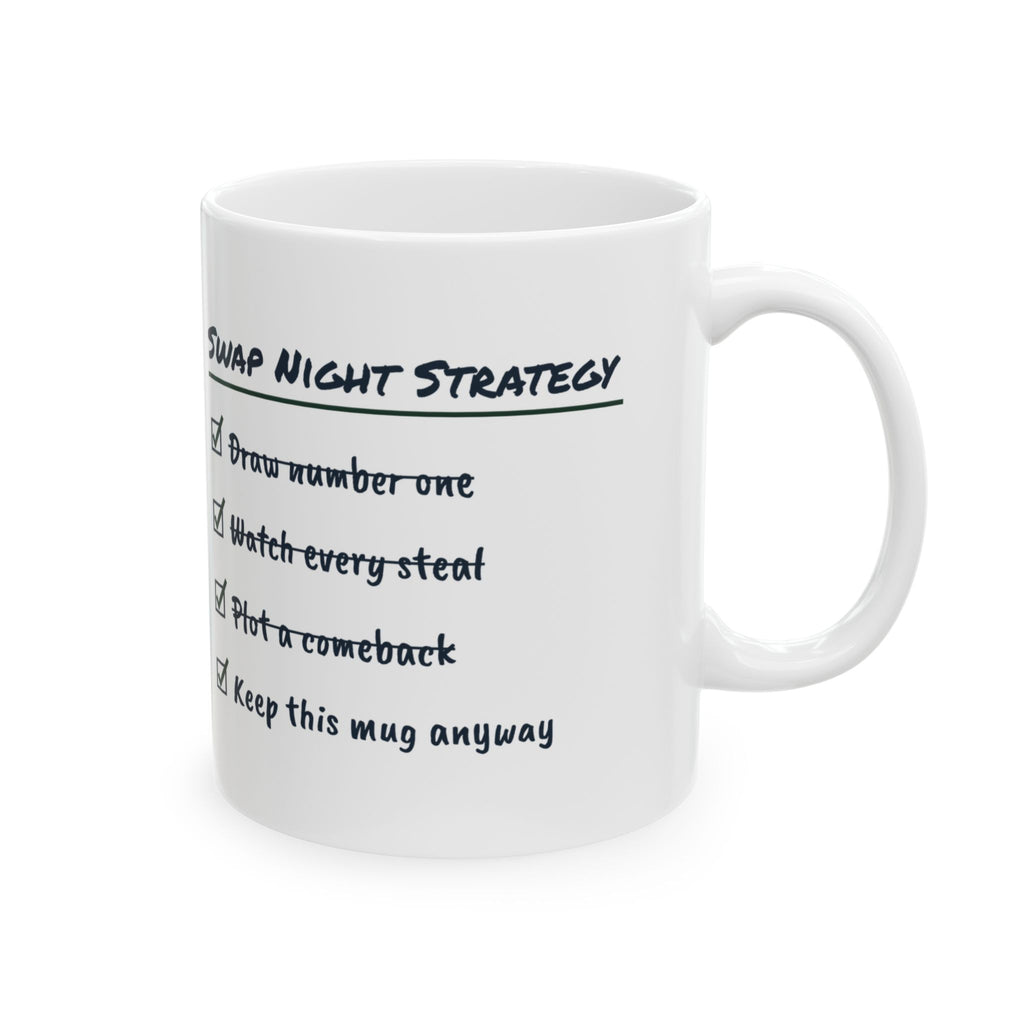 Funny White Elephant Coffee Mug Swap Night Strategy Checklist