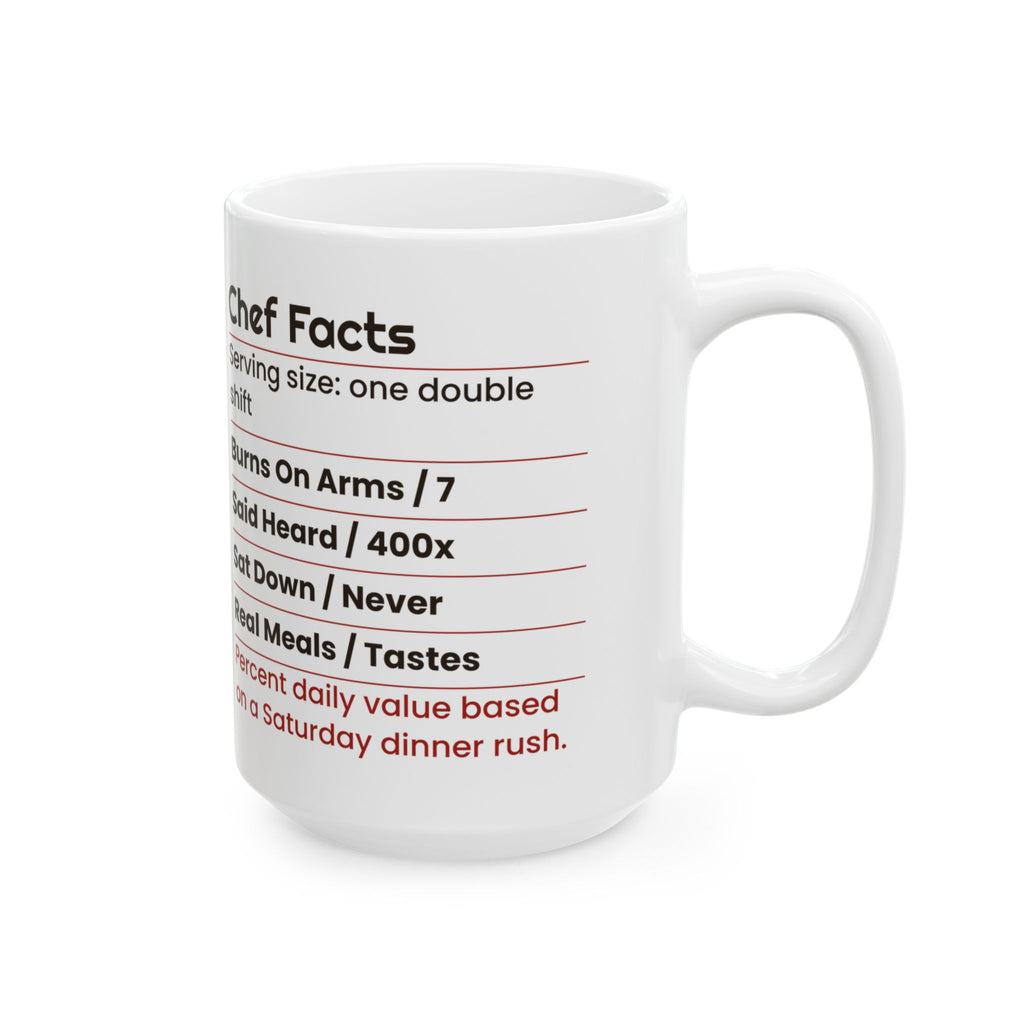 Funny Chef Coffee Mug Chef Facts Nutrition Label For Cooks