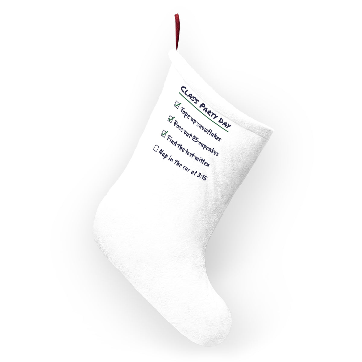 Funny Christmas Teacher Christmas Stocking Class Party Day Checklist