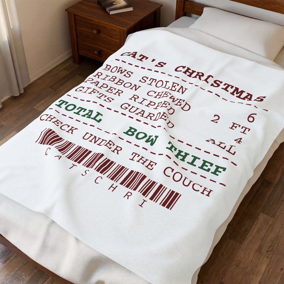 Funny Christmas Cat Throw Blanket Bows Stolen Receipt For Cat Owners
