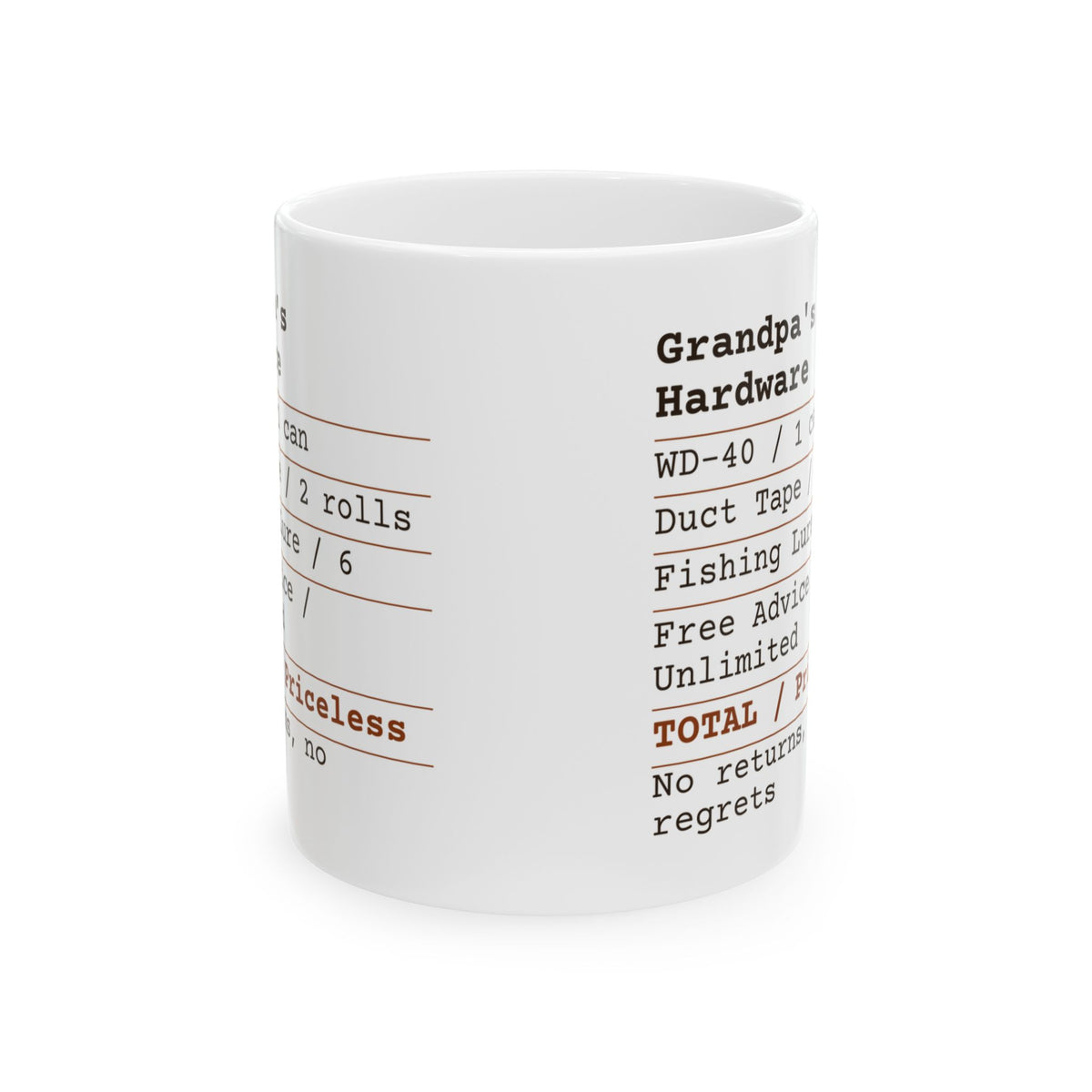 Funny Grandpa Receipt Coffee Mug Hardware Advice For Grandpa