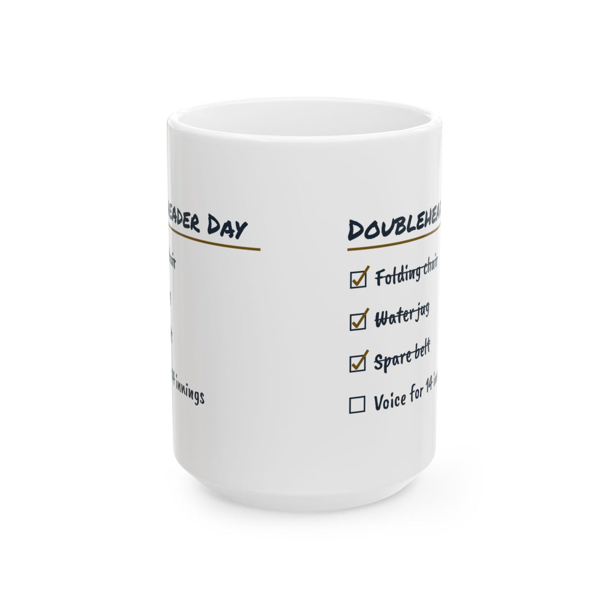 Funny Baseball Mom Coffee Mug Doubleheader Day Checklist