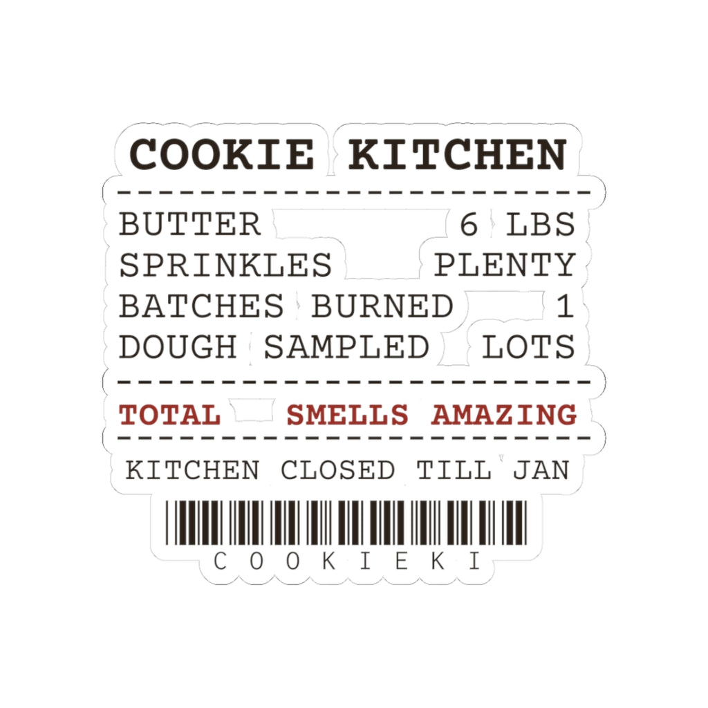 Funny Christmas Baking Sticker Cookie Kitchen Receipt