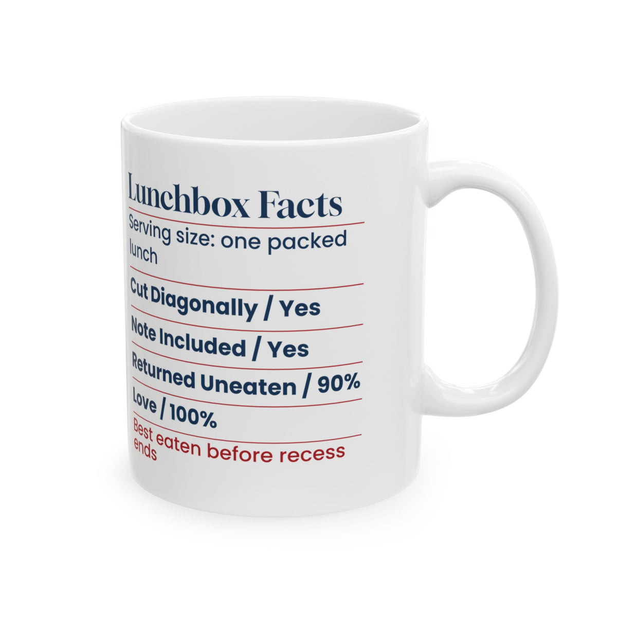 Lunchbox Facts 100% Love Funny Parent Mug