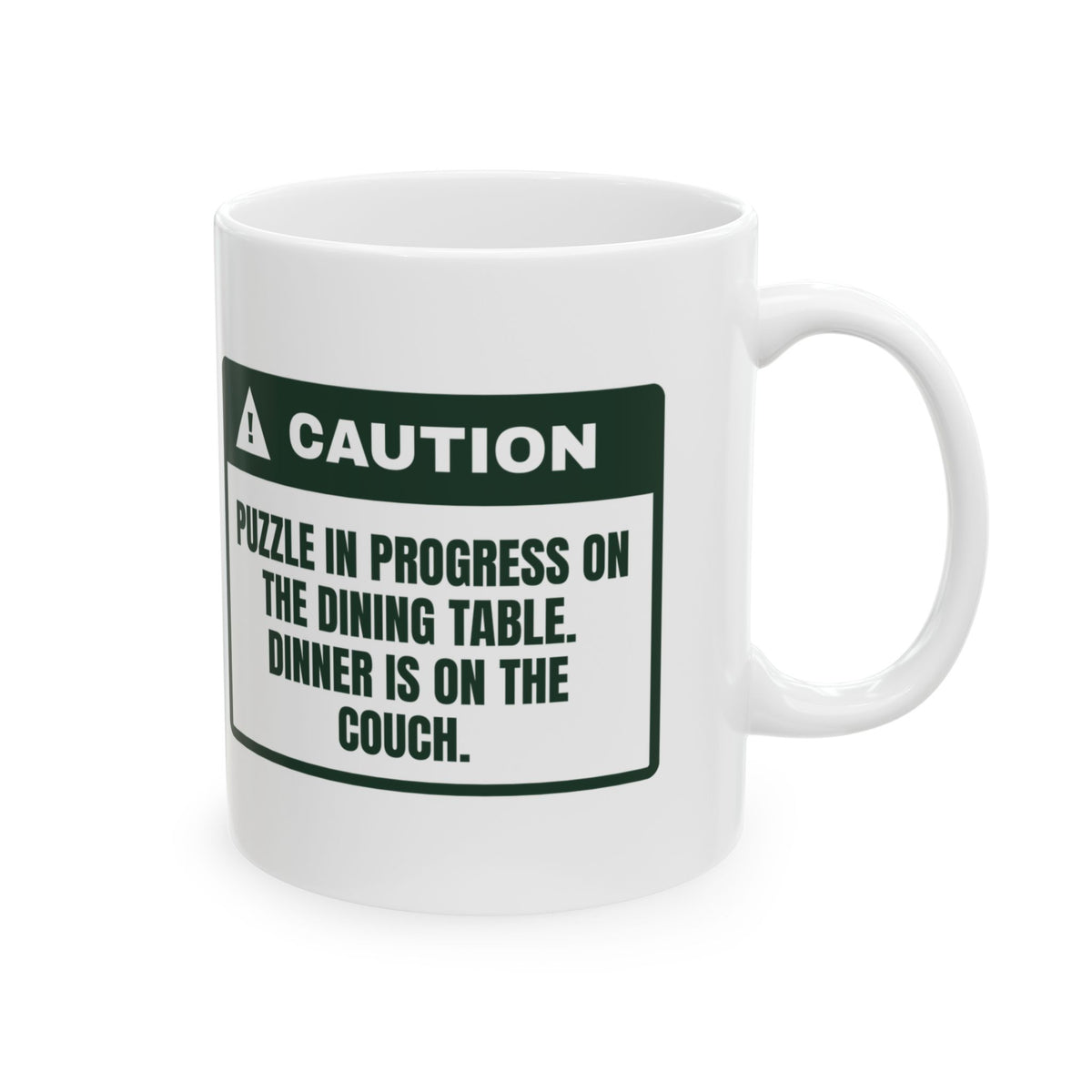 Funny Jigsaw Puzzle Coffee Mug Puzzle On The Table Dinner On The Couch