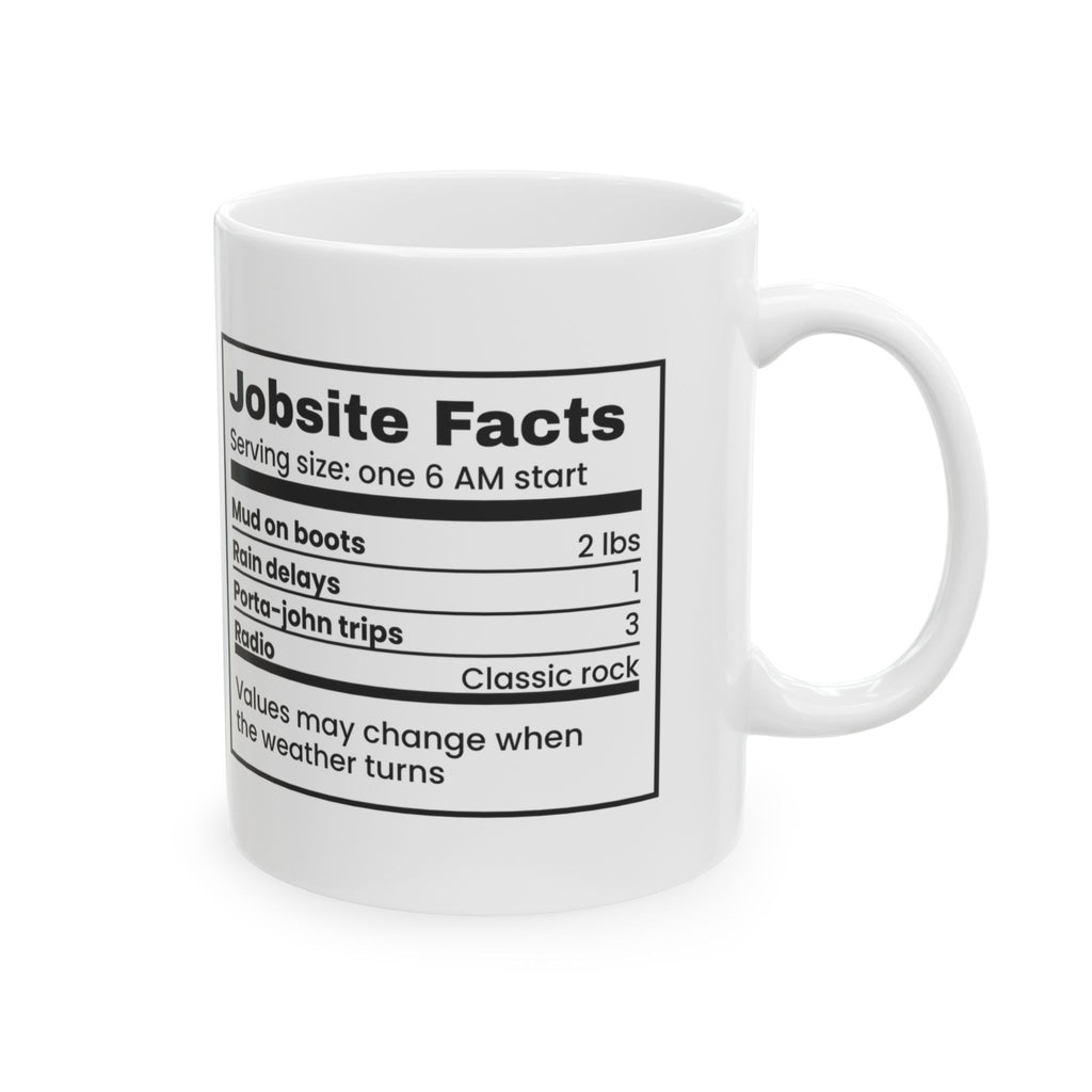 Construction Mug Jobsite Facts Nutrition Label