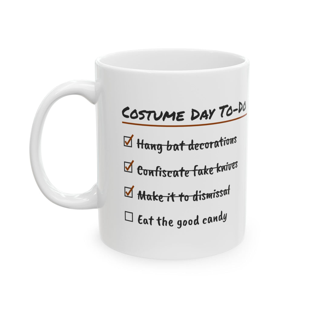 Funny Teacher Coffee Mug Costume Day Checklist Design For Teachers