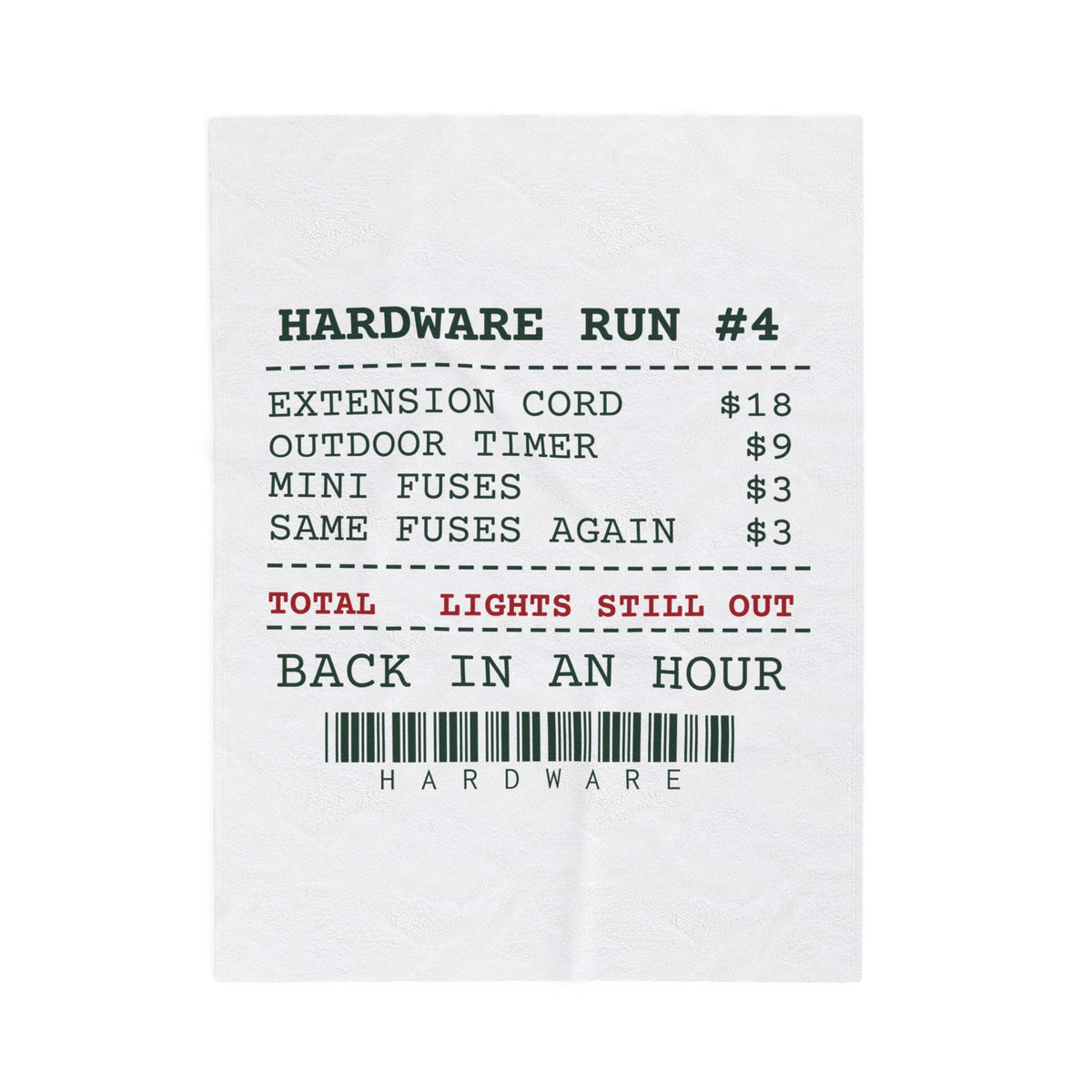 Funny Christmas Dad Throw Blanket Hardware Run Receipt Lights Still Out