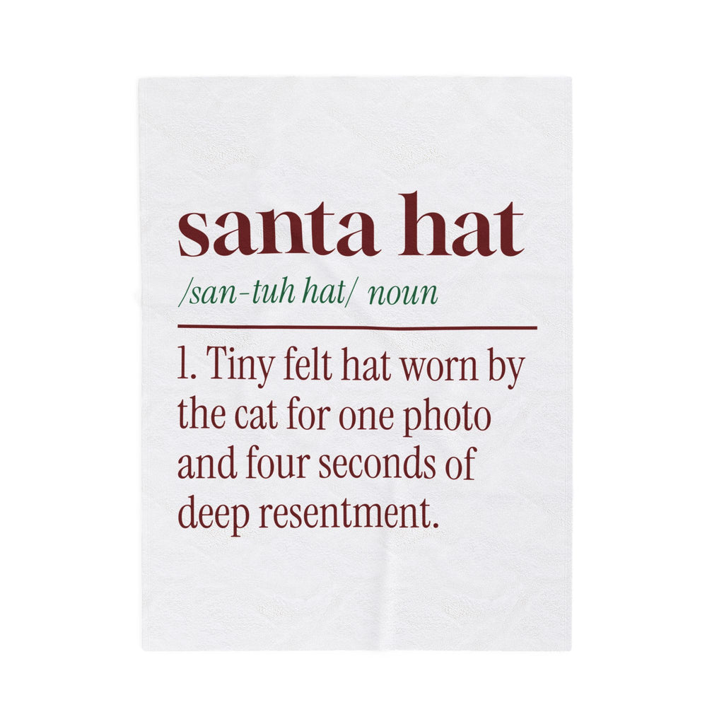 Funny Christmas Cat Throw Blanket Santa Hat Definition For Cat Lovers
