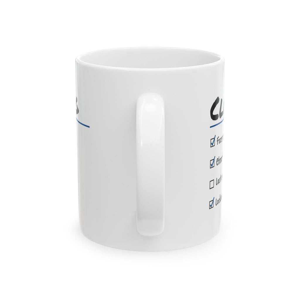 Funny Retail Coffee Mug Face Every Shelf Lock Up At 9:01