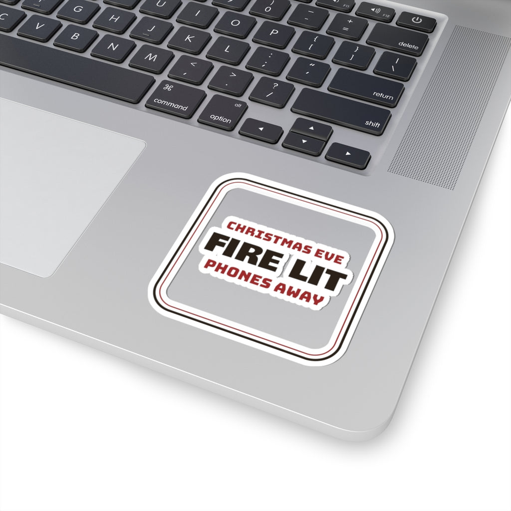 Cozy Christmas Eve Sticker Fire Lit Phones Away For Family