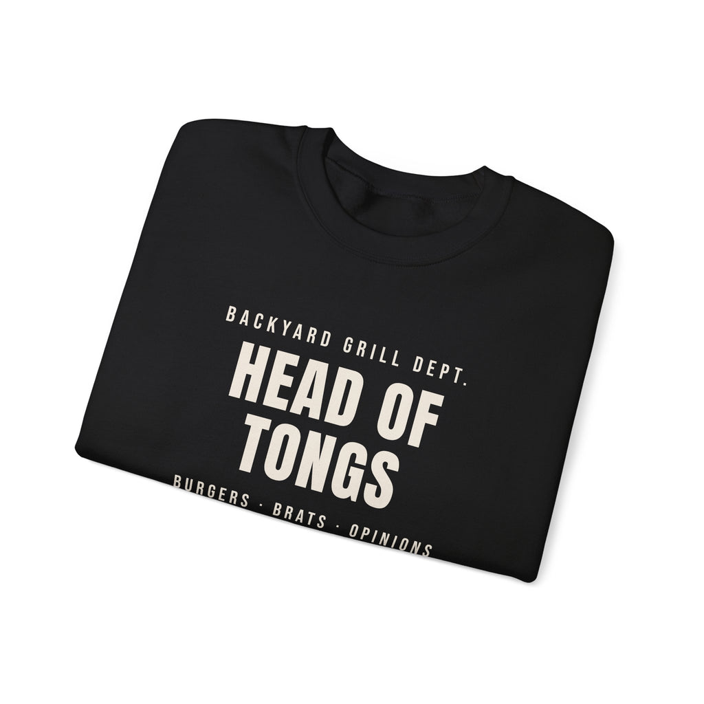 Funny Grill Dad Sweatshirt Head Of Tongs Backyard BBQ