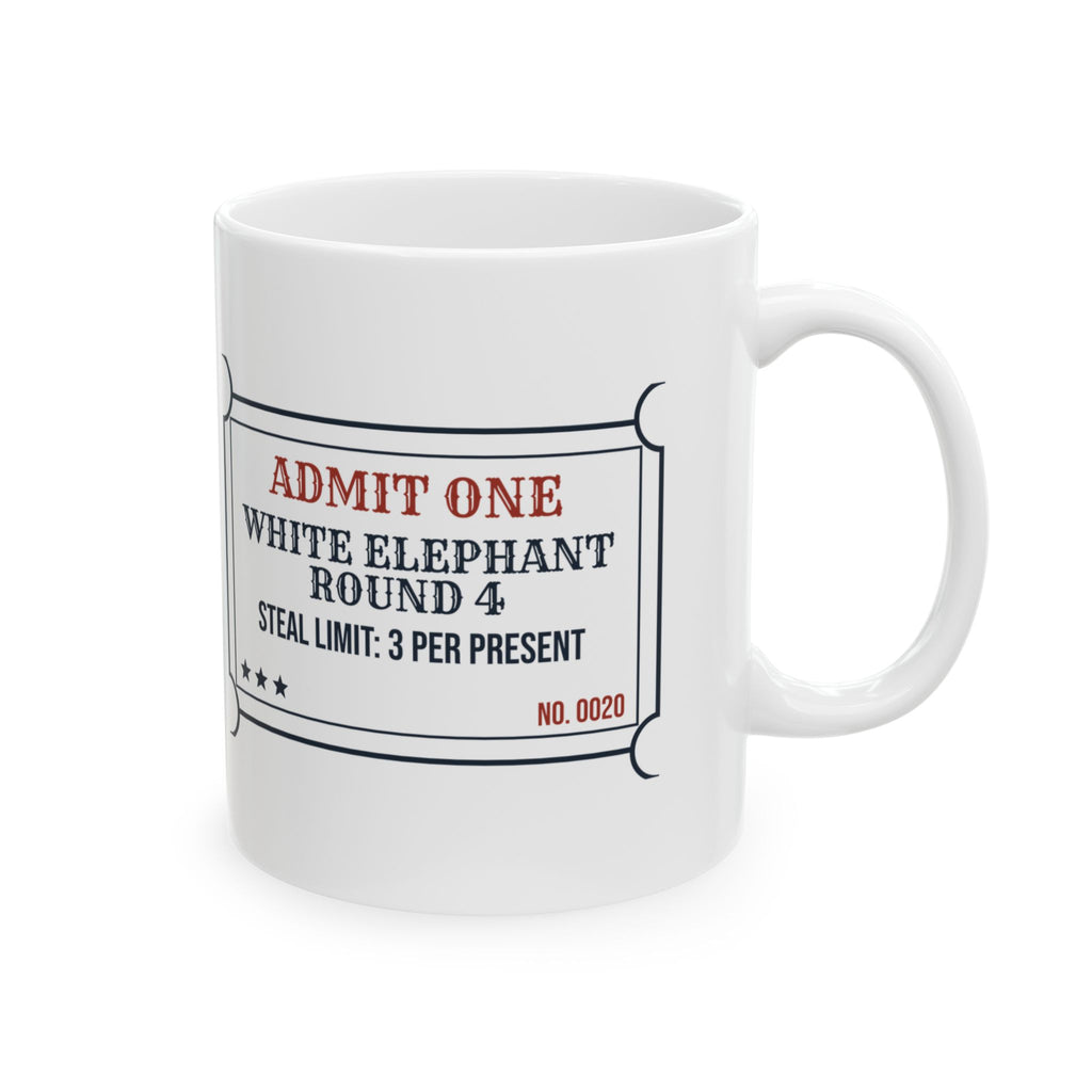 Funny Christmas Coworker Coffee Mug White Elephant Round 4 Ticket