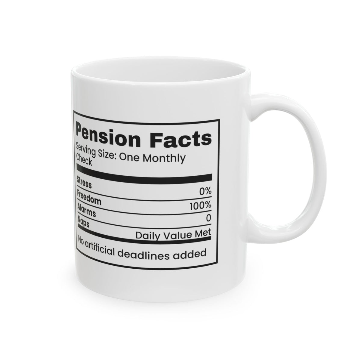 Retirement Coffee Mug Pension Facts Freedom 100%