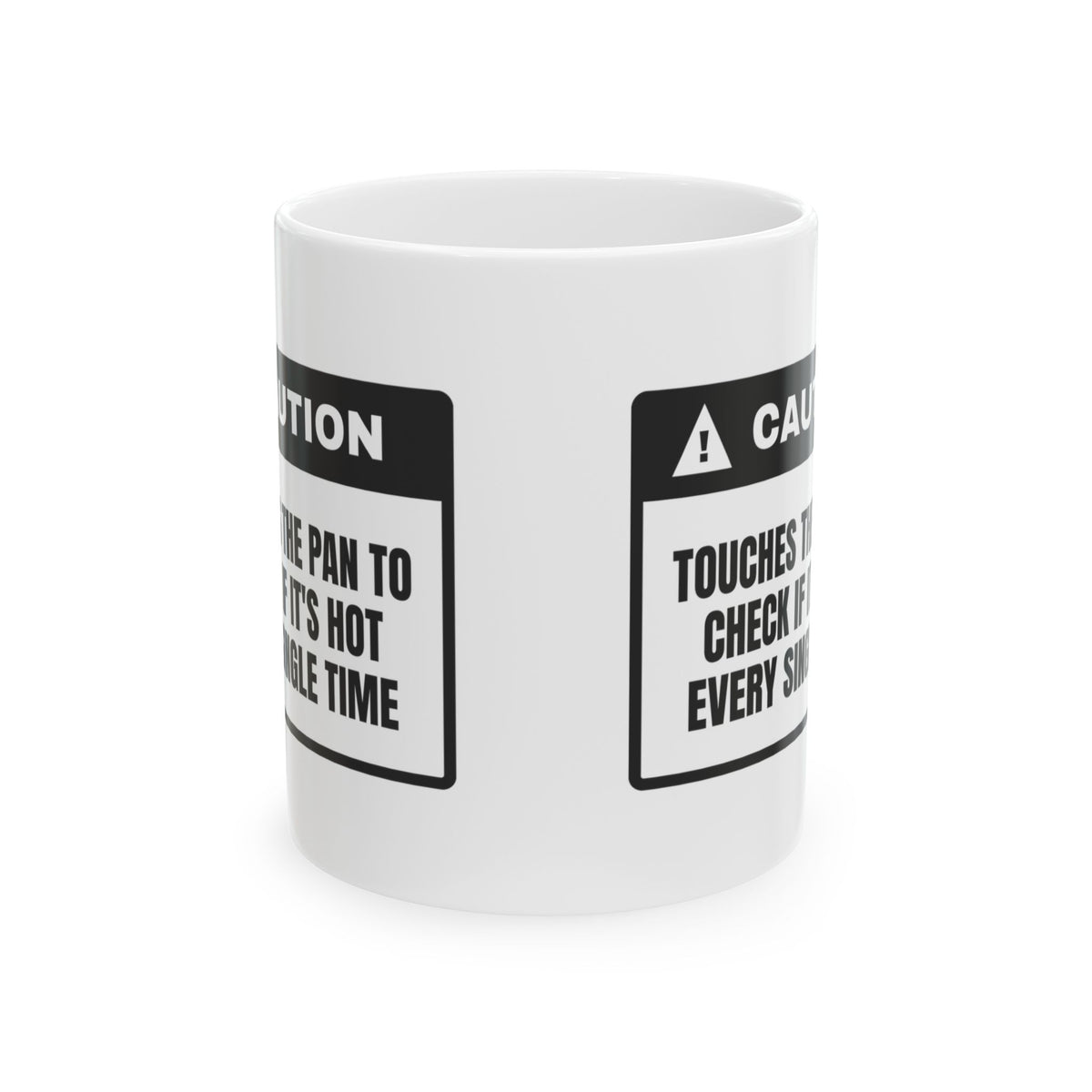 Cooking Coffee Mug Touches the Pan to Check