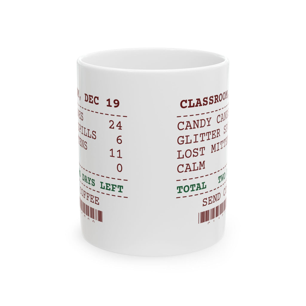 Funny Christmas Teacher Coffee Mug Glitter Spills 6 Lost Mittens 11