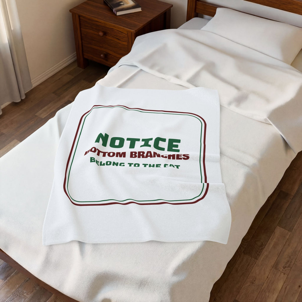 Funny Christmas Cat Throw Blanket Bottom Branches Belong To The Cat