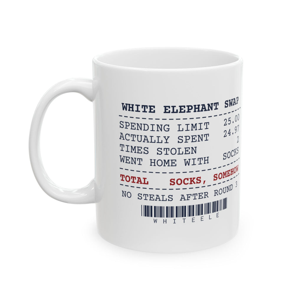 Funny White Elephant Coffee Mug Spent 24.97 Went Home With Socks