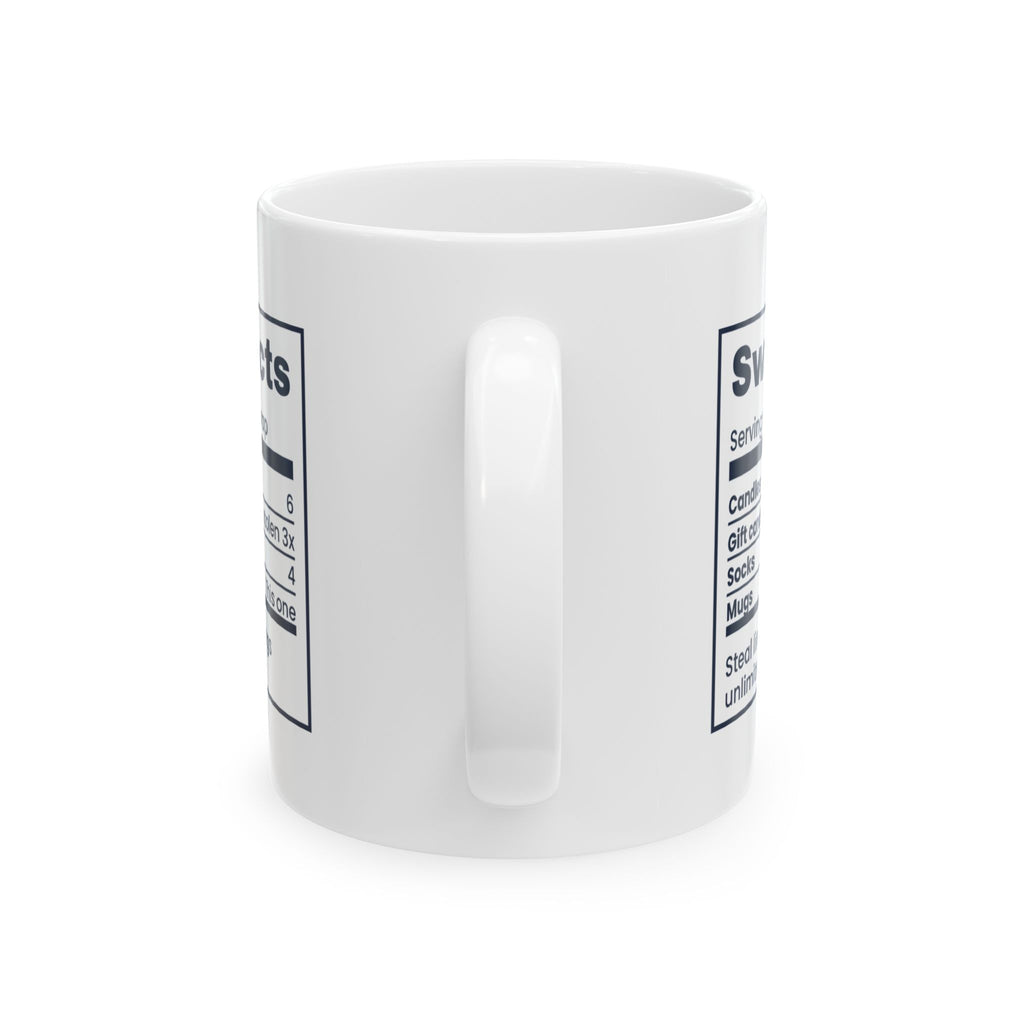 Funny White Elephant Coffee Mug Swap Nutrition Facts Label