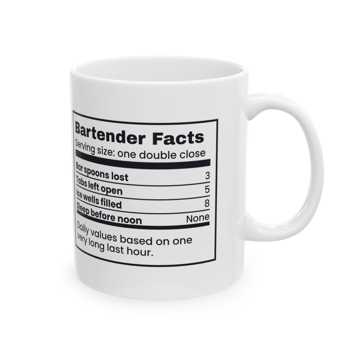 Funny Bartender Mug Tabs Left Open Five Bartender Nutrition Facts