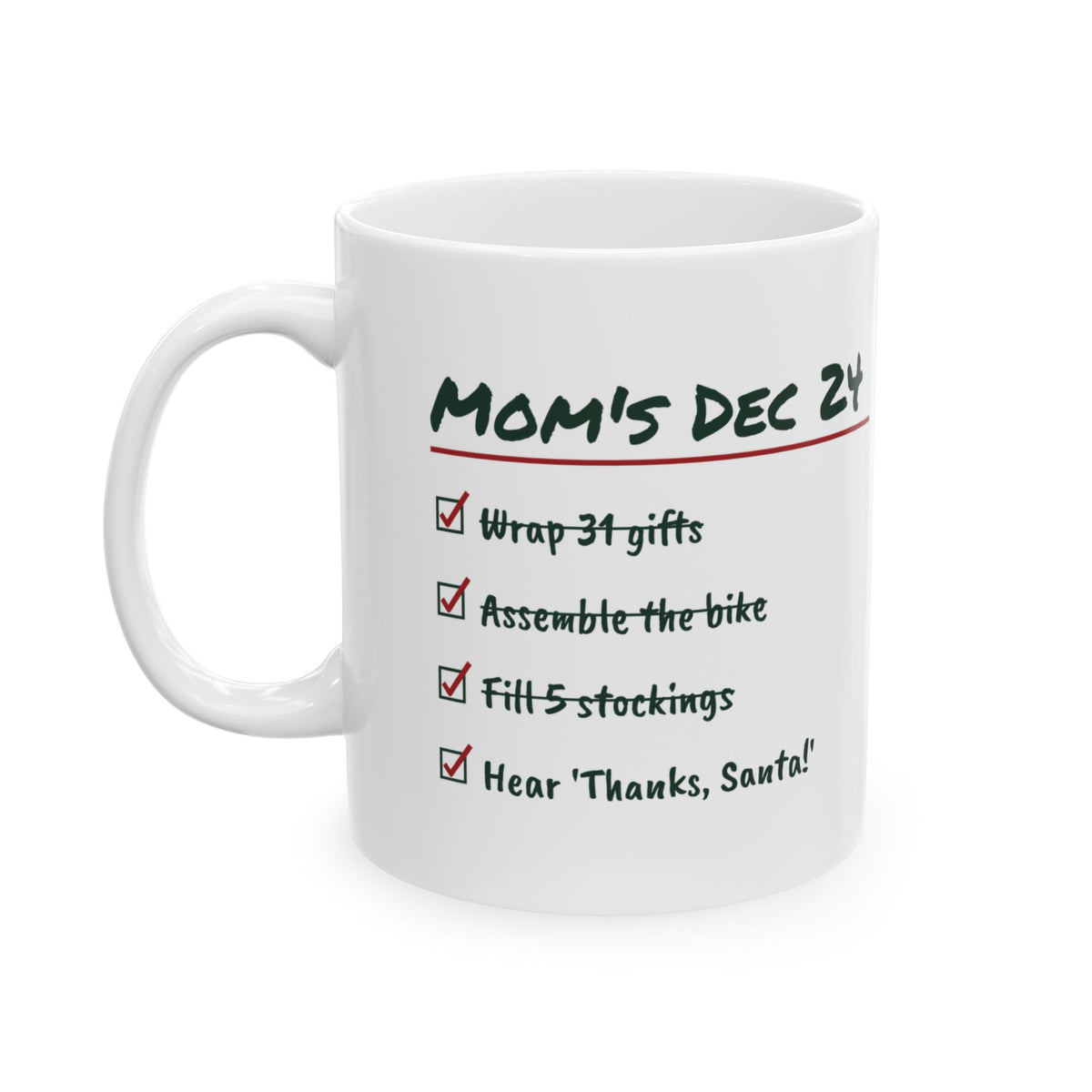 Funny Christmas Coffee Mug Mom's Christmas Eve Checklist For Mom