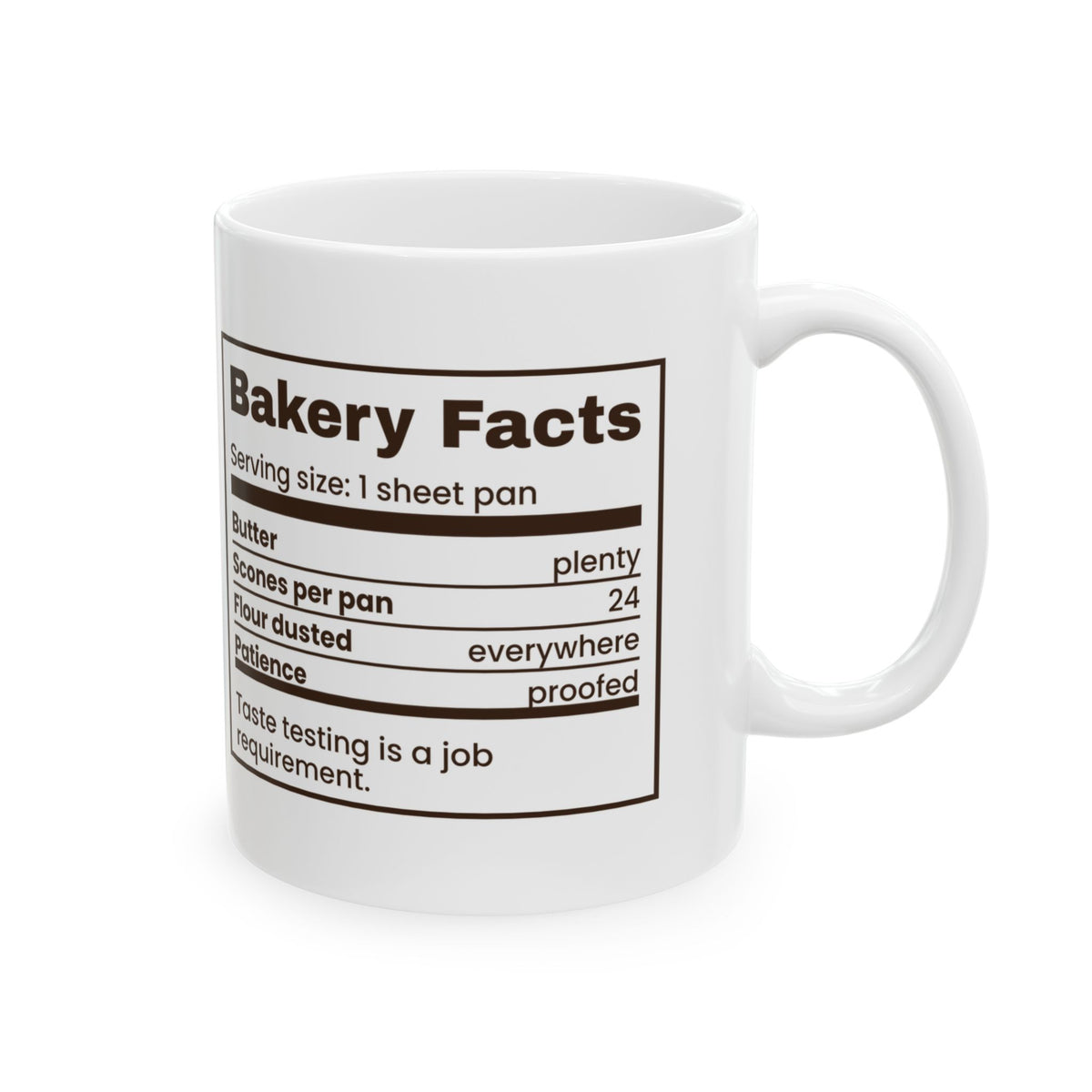 Funny Baker Coffee Mug Bakery Facts Nutrition Label