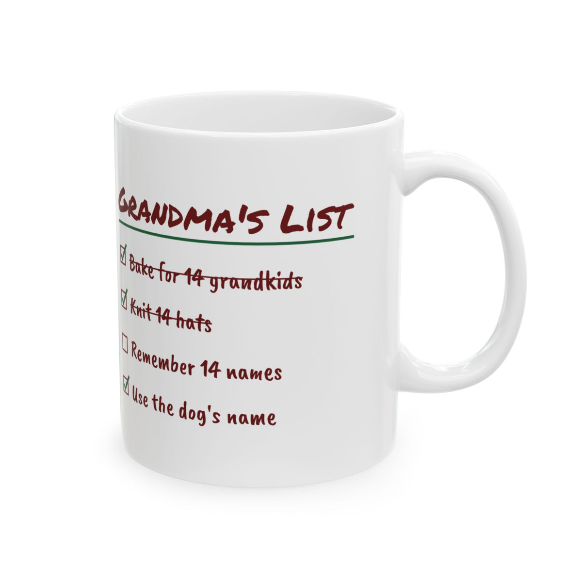 Funny Christmas Grandma Coffee Mug Remember 14 Names Use The Dog's Name