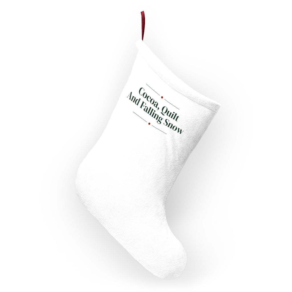 Cozy Christmas Stocking Cocoa Quilt And Falling Snow Winter Cup