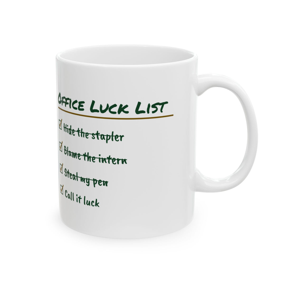 Office Luck List Checklist Mug Coworker