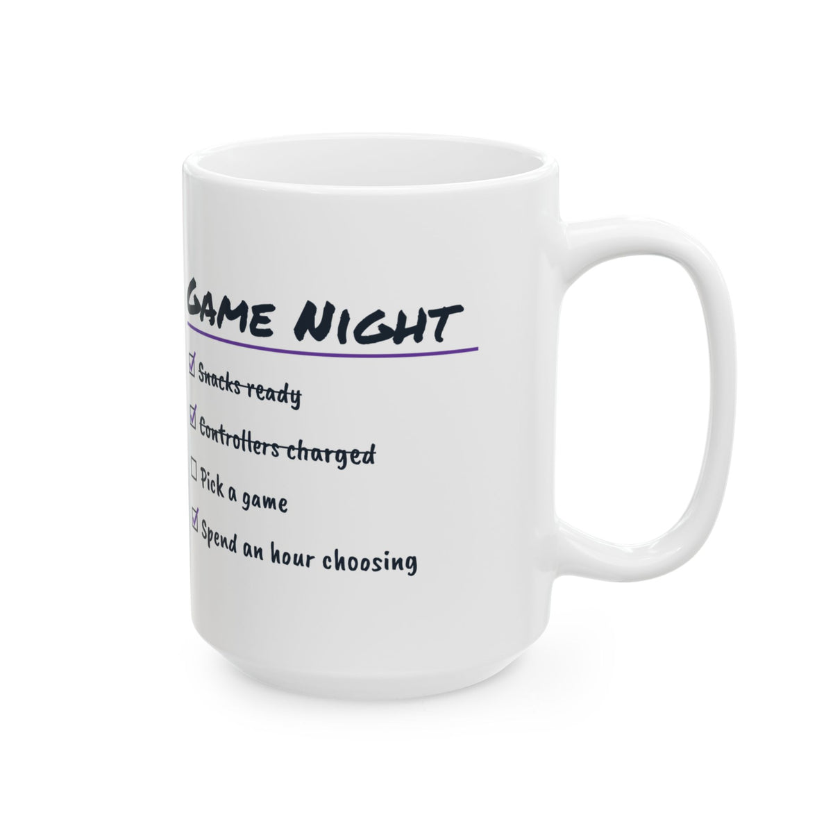 Funny Gamer Coffee Mug Game Night Checklist Spend An Hour Choosing