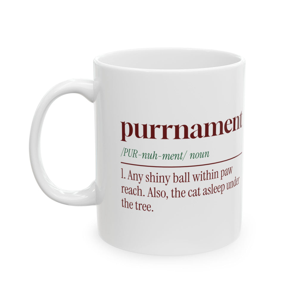 Funny Christmas Cat Coffee Mug Purrnament Dictionary Definition