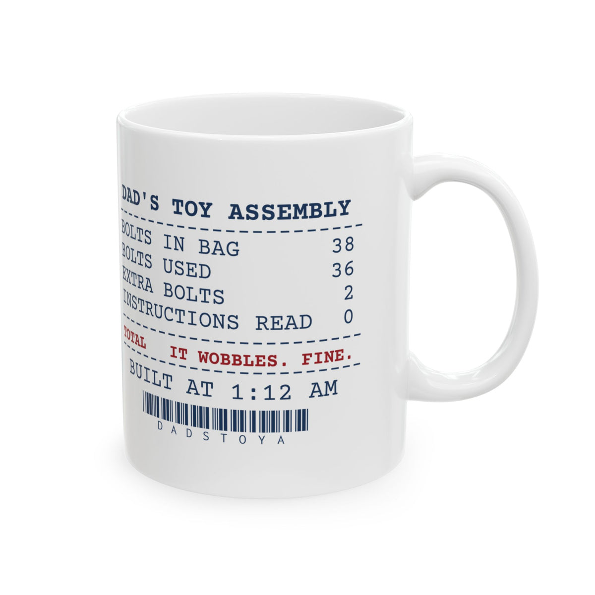 Funny Christmas Coffee Mug Dad Toy Assembly Two Extra Bolts For Dad