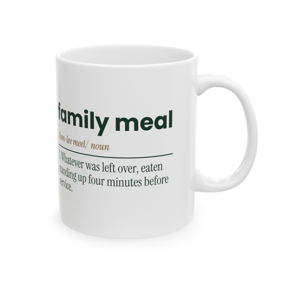 Funny Chef Coffee Mug Family Meal Dictionary Definition For Cooks