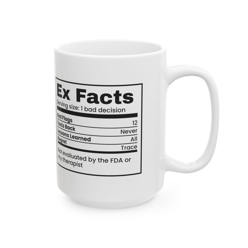 Funny Single Coffee Mug Ex Facts Label Red Flags For Her Him