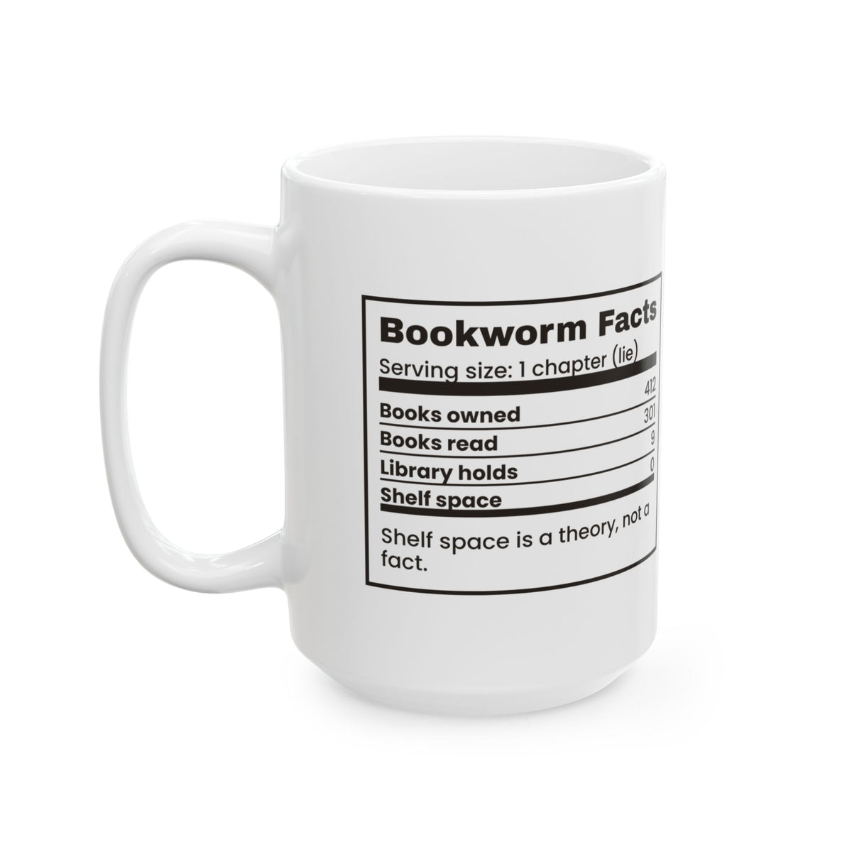 Funny Book Lover Coffee Mug Bookworm Facts Library Holds 9