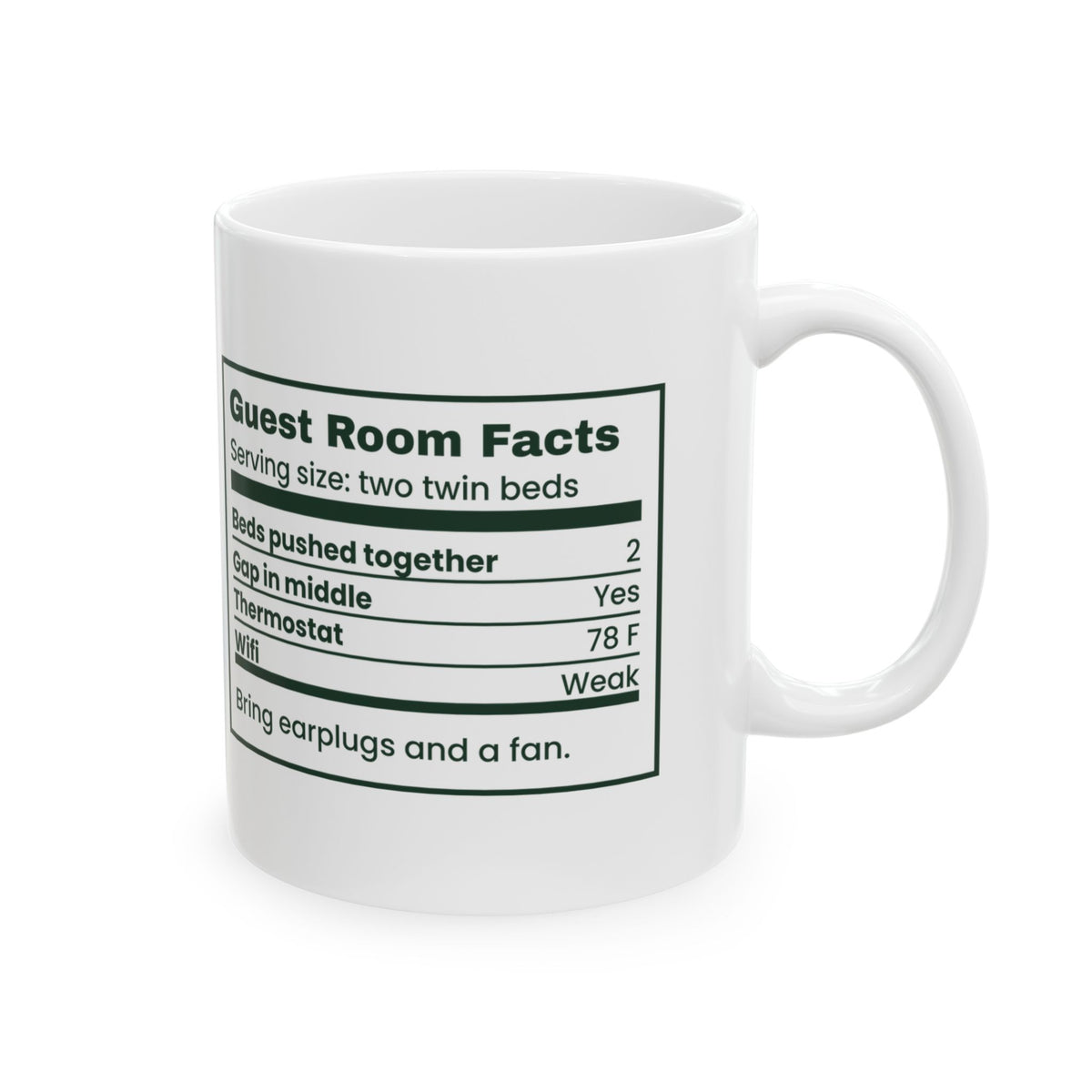Funny Christmas In Laws Coffee Mug Guest Room Nutrition Facts