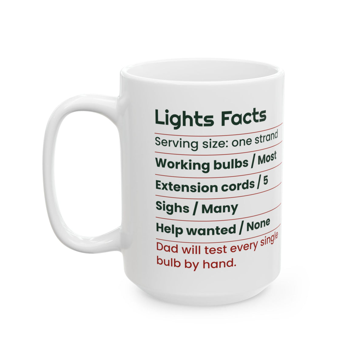 Funny Dad Christmas Coffee Mug Lights Facts Label For Dad