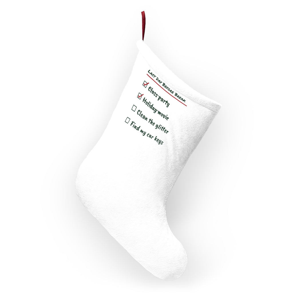 Funny Teacher Christmas Stocking Clean The Glitter Checklist