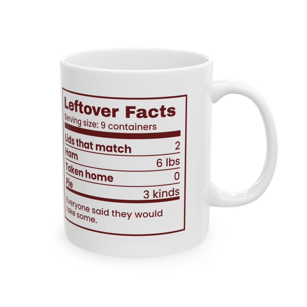 Funny Christmas Host Coffee Mug Leftover Facts Nutrition Label