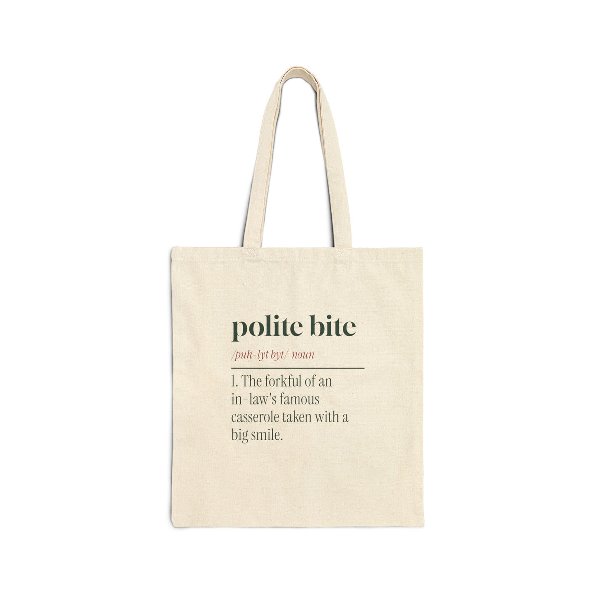 Funny In-Laws Christmas Tote Bag Polite Bite Dictionary Definition