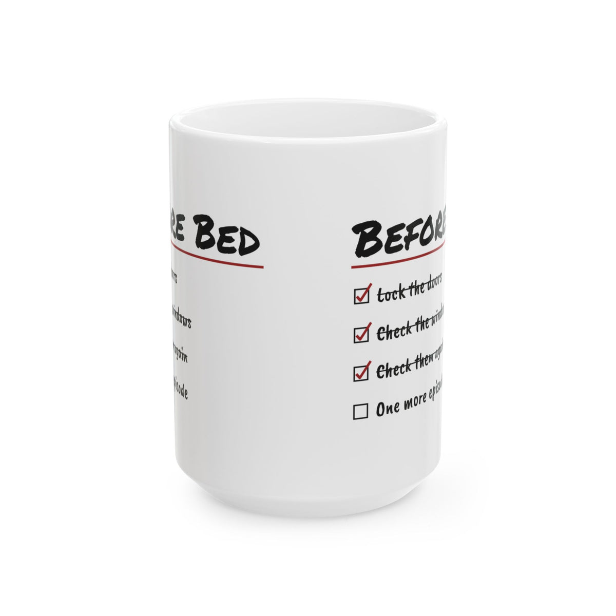 Funny True Crime Coffee Mug Before Bed One More Episode Checklist