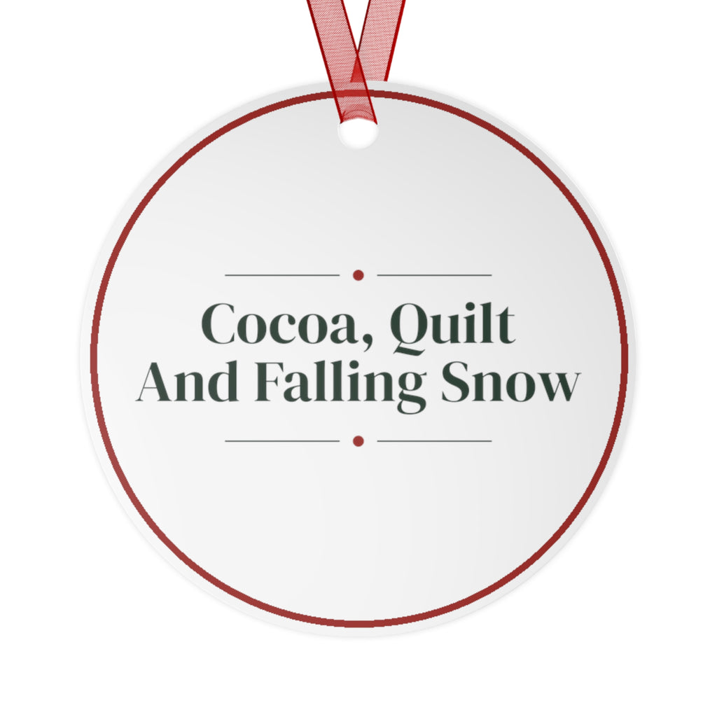 Christmas Ornament Cocoa Quilt And Falling Snow Keepsake