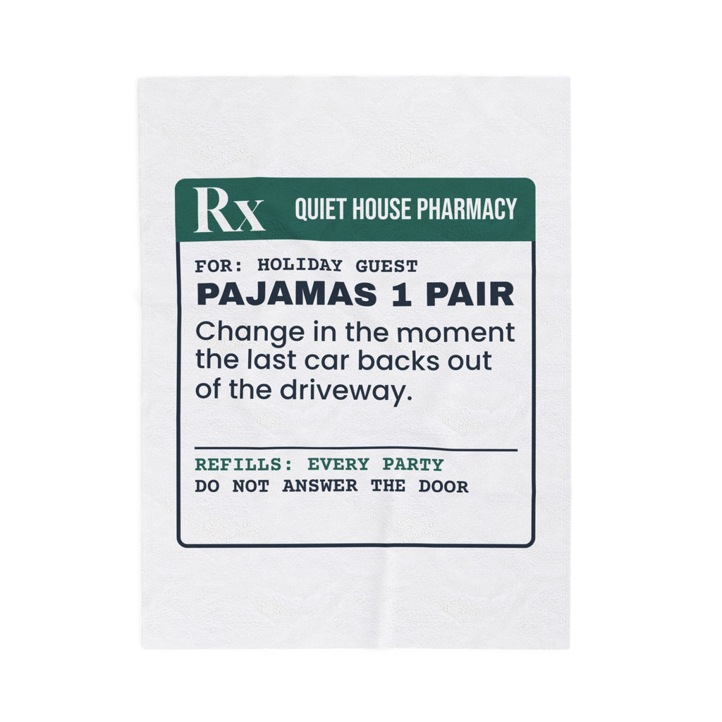Funny Introvert Christmas Throw Blanket Pajamas Prescription Label