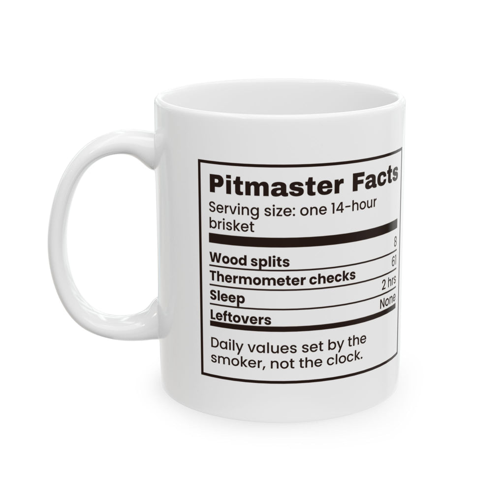 Funny BBQ Coffee Mug Pitmaster Facts Nutrition Label For Smoker Owners